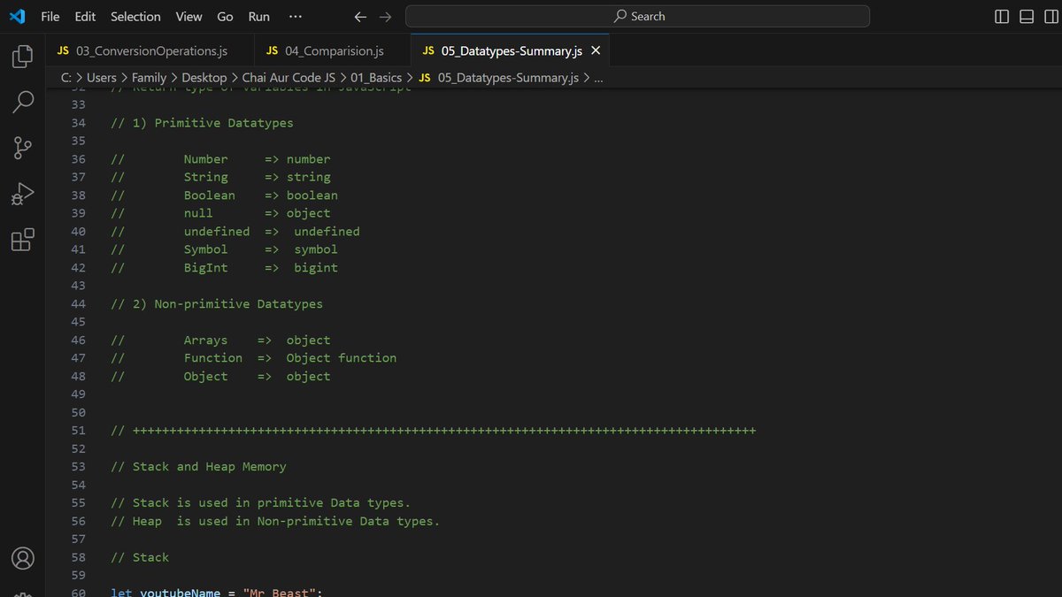 SyntaxSam405's tweet image. Day 17 of Learning Web Development :
Explored some more basics of JavaScript like converting data types, comparing values, and understanding different data types. Learning how JavaScript handles these concepts has been fascinating!
#JavaScriptBasics #CodingJourney