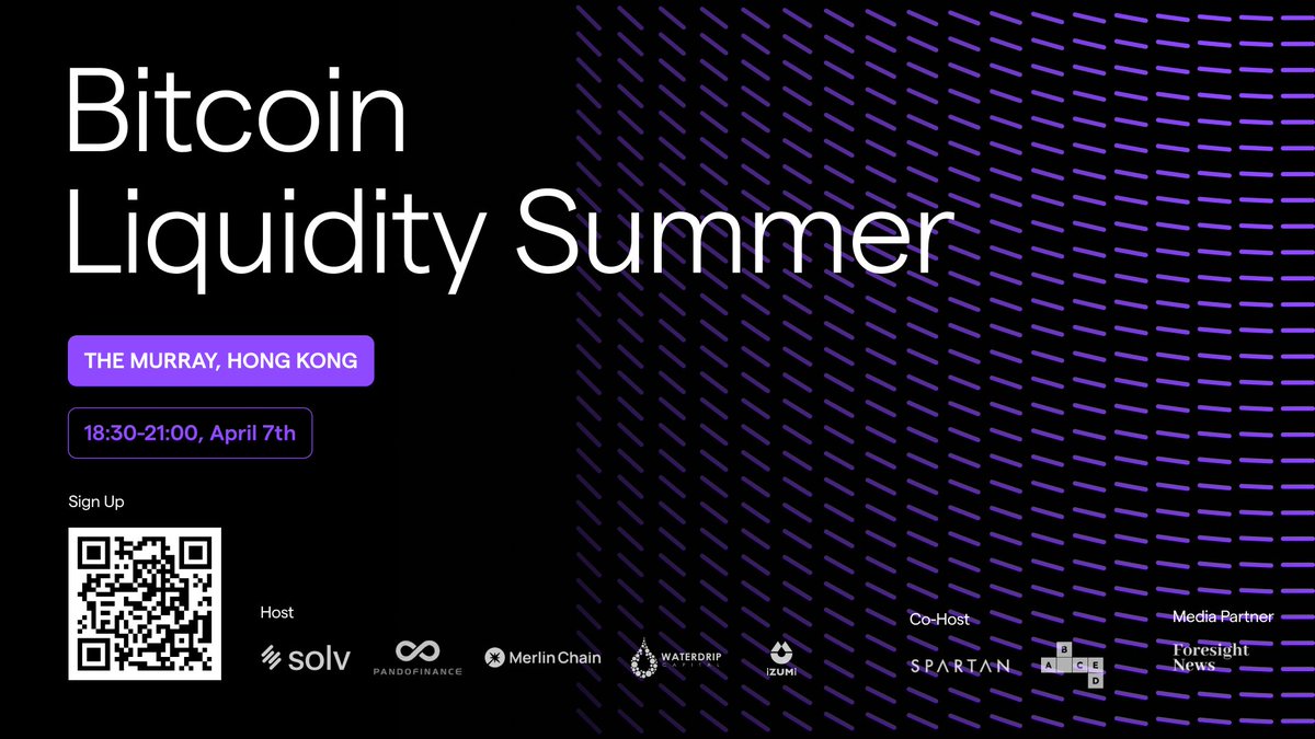 Get ready to soak up the Bitcoin Liquidity Summer with us! 🌊 Join forces with Pando Finance, @MerlinLayer2, @waterdripfund & @izumi_Finance for an event dedicated to exploring the next wave of DeFi liquidity solutions. Bitcoin Liquidity Summer 📅Date: Sunday, 7 April 2024…