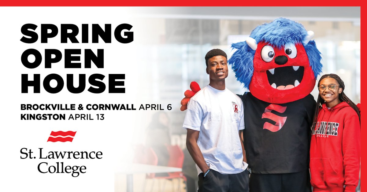 Today is our Spring Open House in Brockville and Cornwall. See you soon! Cornwall: 9am-11am Brockville: 10am-12pm For full event details visit our website: stlawrencecollege.ca/Spring-Open-Ho…