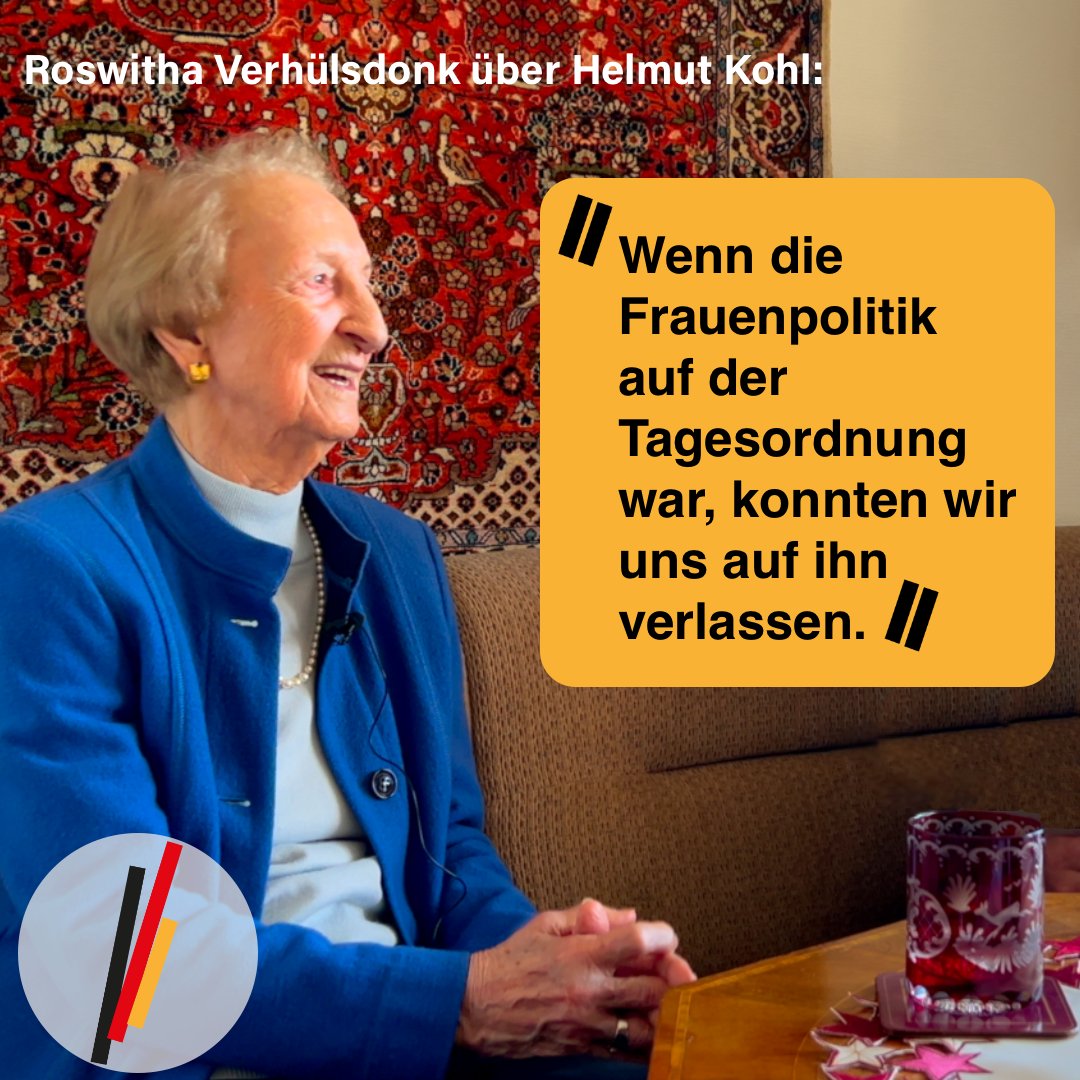 Helmut Kohl und die #Frauenpolitik. Roswitha Verhülsdonk (*1927) erzählt, wie #HelmutKohl sie beim sog. 'Frauenparteitag' '85 unterstützte, wie sie Hannelore Kohls Image in Bonn verbesserte und warum sie mit der Ehefrau von Franz-Josef Strauß telefonierte. youtu.be/7v8AQd5YKGo