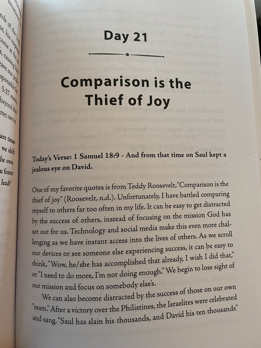 Comparison...it will destroy you - it truly is the 'thief of joy.'

Learn from as many people as possible, but find YOUR leadership voice. 

amazon.com/Leading-Humble…

#HumbleHeart