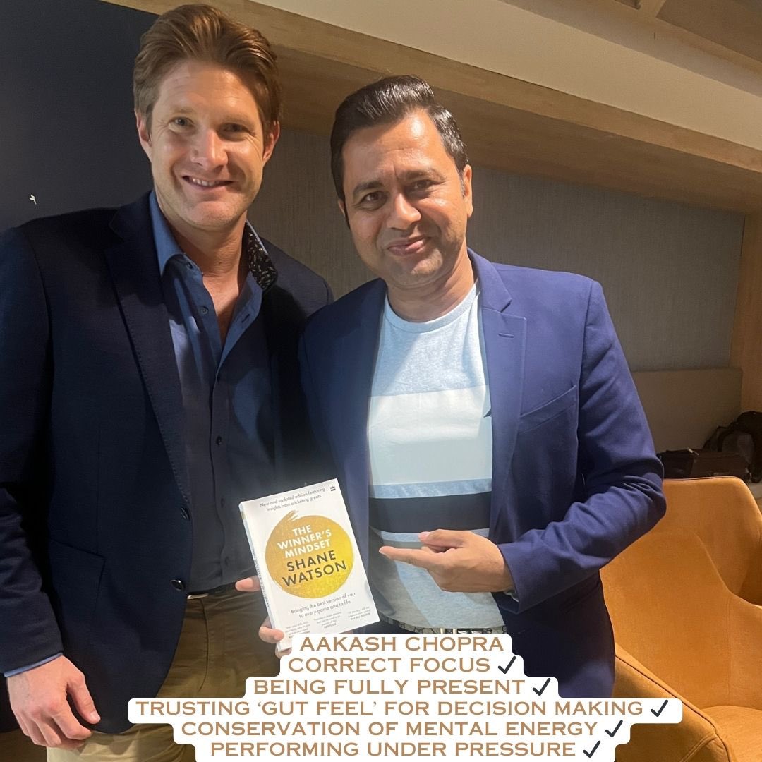 ShaneRWatson33's tweet photo. Learn how to develop these mental skills for yourself too with ‘The Winners Mindset’
⭐️⭐️Available now in India ⭐️⭐️
@harpercollinsin
#Winning #Performance #ReachingYourPotential #MentalToughness #Coaching #T20Cricket #READWithHarperCollins #SelfHelp https://t.co/CkdxHP8DFu