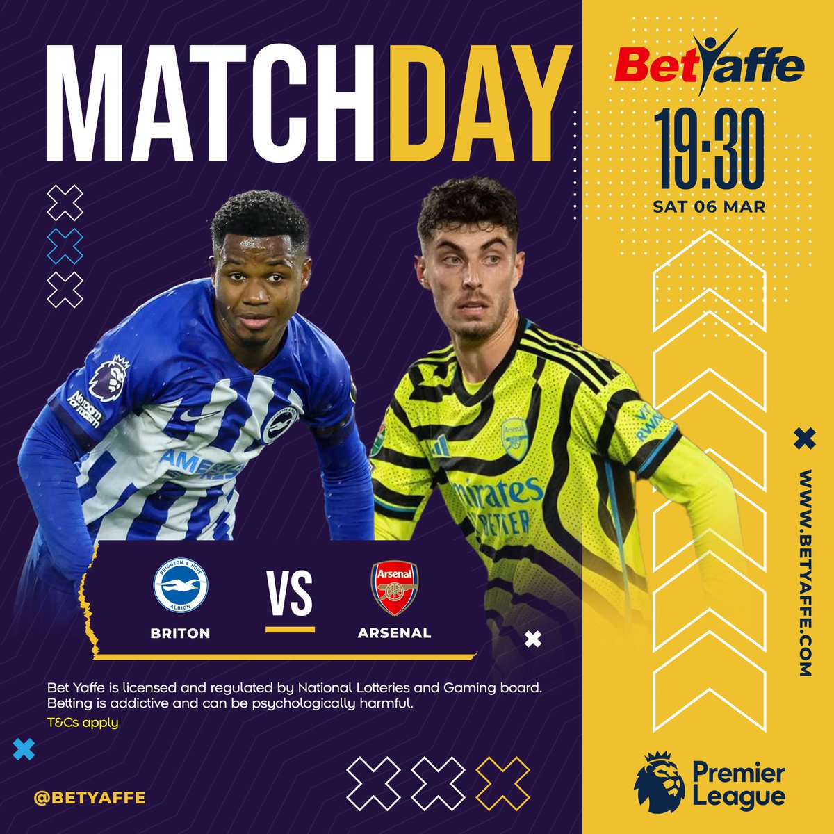 BetYaffe's tweet photo. Back to the top of the table?! 👀

Arsenal will want all three points from Brighton as they look to put the pressure back on Liverpool!

Let us know what markets you've gone for!

PLAY HERE >>> https://t.co/zl2uA1zu8b for the best odds.

#BHAARS || #PremierLeague || #Betyaffe https://t.co/NvaFqOYGl1