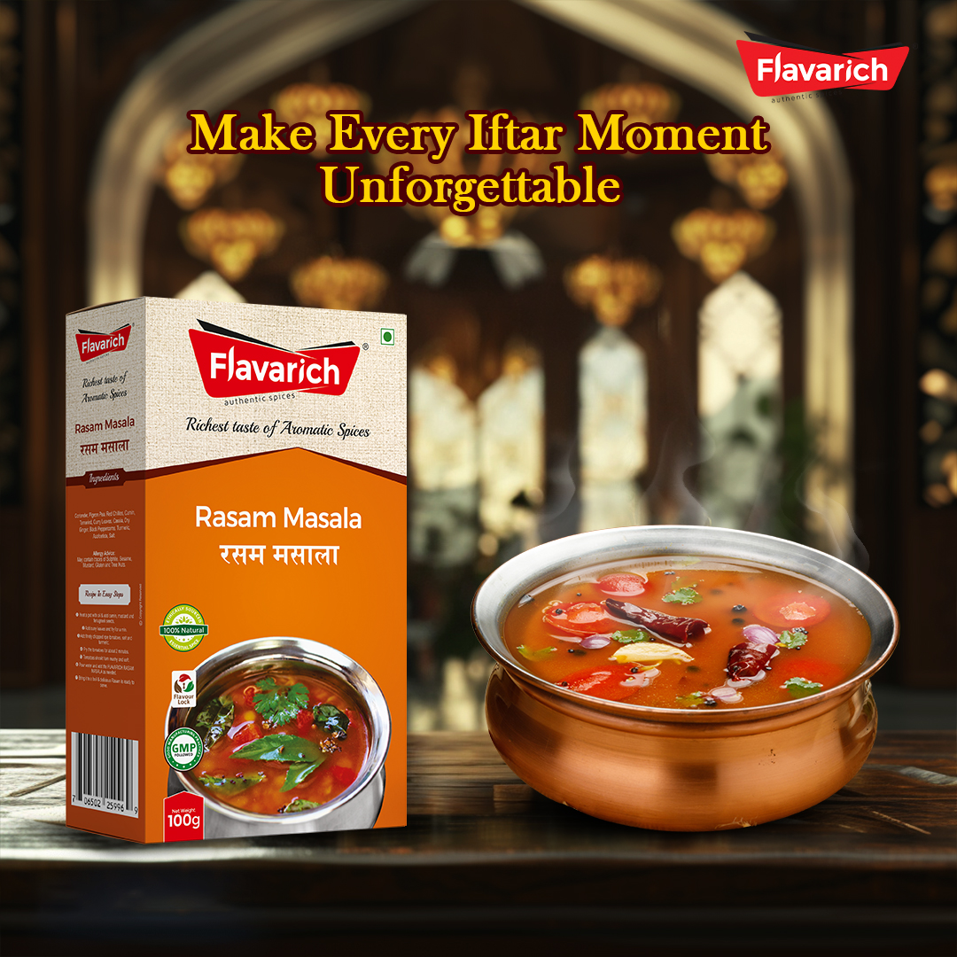 As you gather with loved ones for Iftar,💫 Let our masala add a burst of flavor to your dishes😋 #SoFlavarich #Flavarich #FlavarichSpices #Spices #Masala #IndianSpices #IndianMasala #FlavarichRasamMasala #RasamMasala #Rasam #Taste #Dawat #Masala #Iftar #Sehri #Feast #Moment