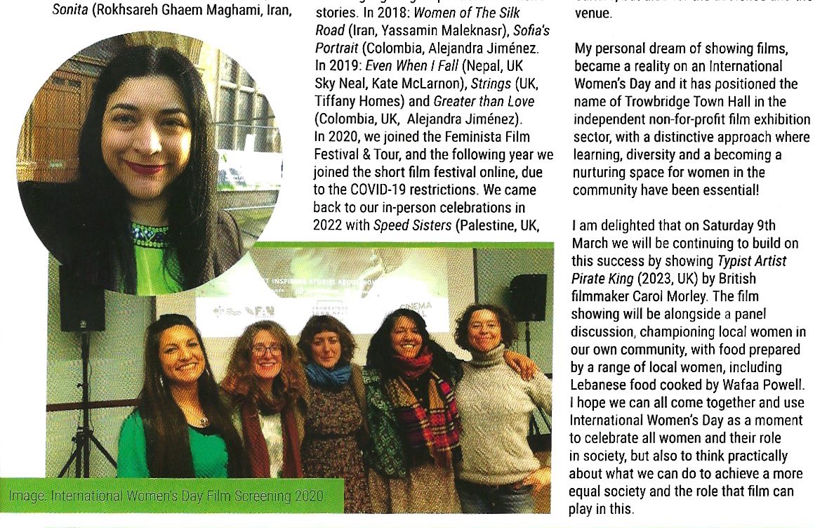 Celebrate, Trowbridge Community Paper (March-June) is around Wiltshire! I wrote an article reflecting on how I started showing world cinema and British indie films in the community @TrowTownHall connecting with minority groups thanks to the power of film 🖤🎬