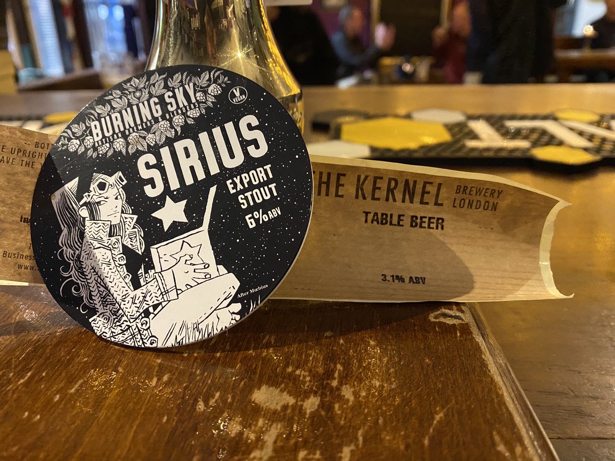 Cask and keg <a href="/kernelbrewery/">Kernel Brewery</a> Table beer side-by-side taste test opportunity and <a href="/burningskybeer/">burningskybeer</a> Sirius Black Ale (stout really) but will appeal to the HP/Gary Oldman fans