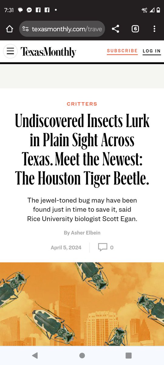 We got recognized in Texas Monthly for new tiger beetle discovery....and its not the Bum Steer Awards Thanks to the whole team for making this possible. I'd rather be in TM than the NYT! texasmonthly.com/travel/tiger-b…