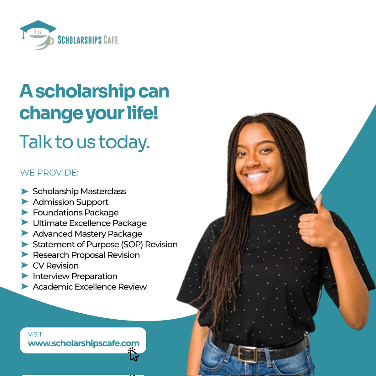 Are you ready to take the next step in your scholarship search?🤔 Scholarships Café's consulting packages provide expert advice and support to help you navigate the process with ease.😋 DM us today, let's simply your graduate school application 👨‍🎓