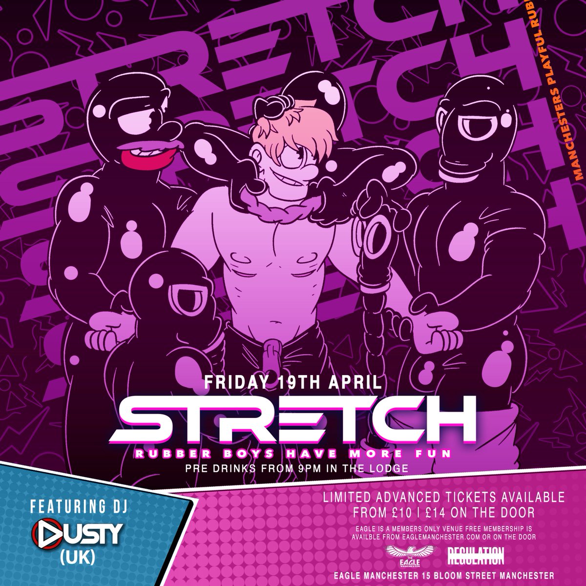 Eagle Manchester (@eaglemanchester) on Twitter photo We can't wait to welcome all you gorgeous, shiny rubbermen back in the bar for <a href="/stretch_mcr/">STRETCH_mcr</a> on the 19th April!
Tickets are available from skiddle.com/g/txm-events/ We can't wait to welcome all you gorgeous, shiny rubbermen back in the bar for <a href="/stretch_mcr/">STRETCH_mcr</a> on the 19th April!
Tickets are available from skiddle.com/g/txm-events/
