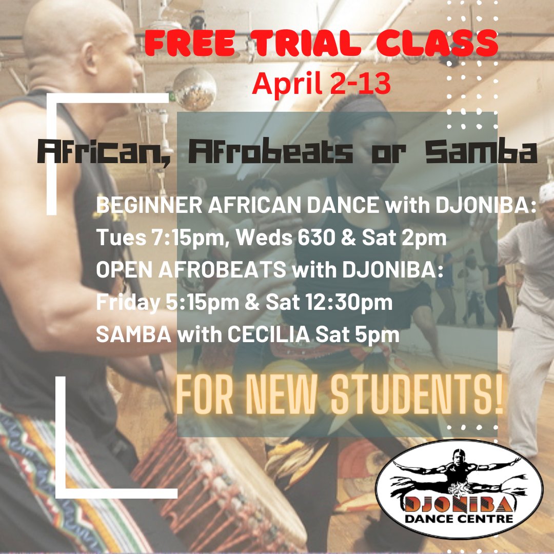 djonibacentre's tweet image. #freedanceclass for new students
#africandance, #afrobeats, &amp;amp; #samba
details on djoniba.com