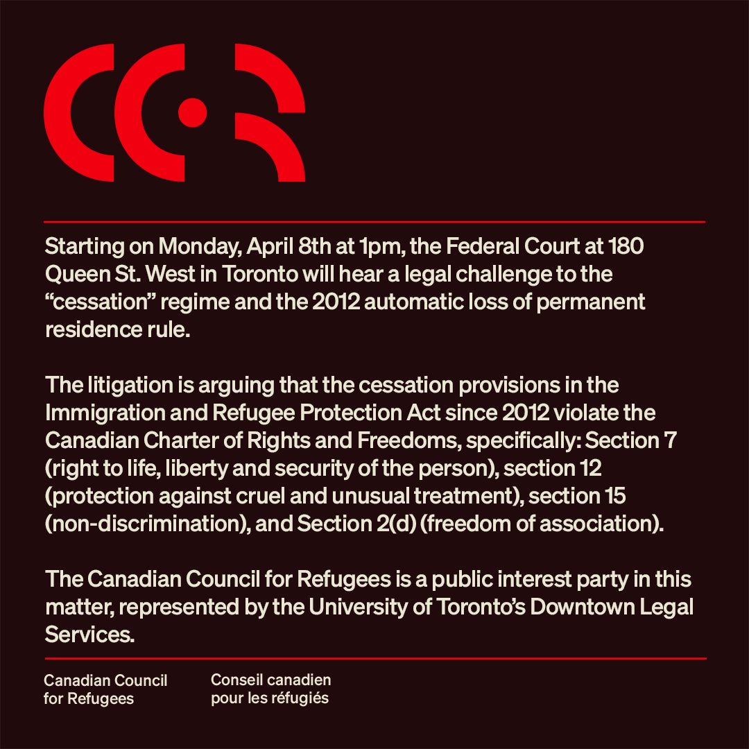 ccrweb's tweet photo. Busy week ahead - CCR is challenging cessation in the courts ⚖️! 
The proceedings before the court are open to the public, so if you're in Toronto on Monday, come and hear the arguments to show your support - more info ⤵️ https://t.co/UeDDYK3fay
