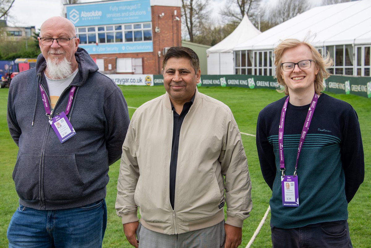 A charming trio - BBC commentators @DerbyshireCCC this morning - @fletchsport @shahfaisalcric1 and @edcricket6 this morning at Derby...