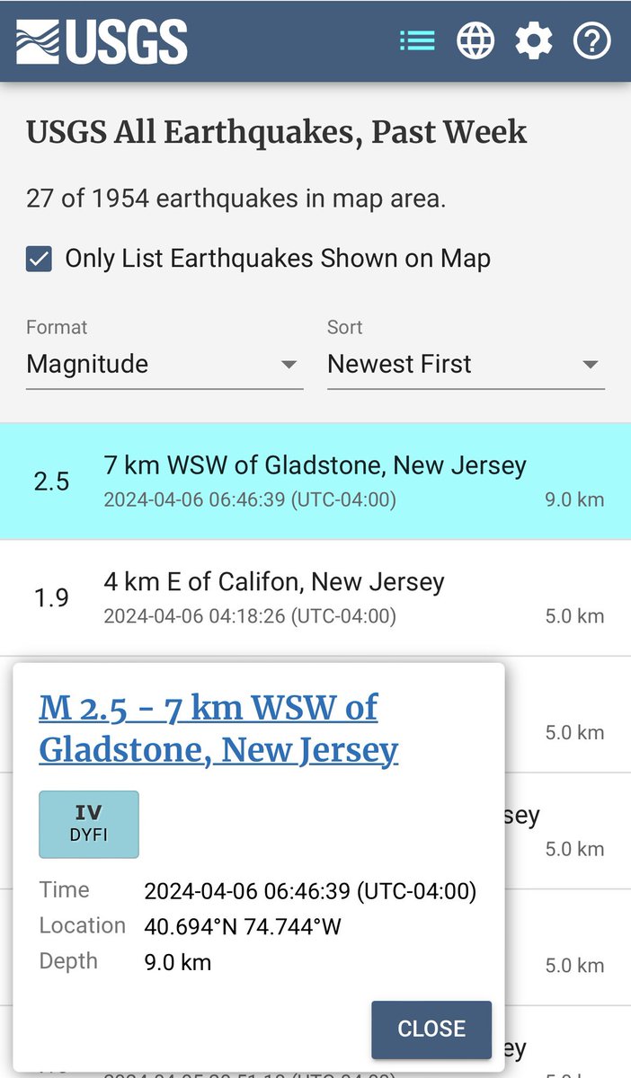 Another aftershock! Magnitude 2.5 at 6:46 Saturday morning- anyone feel it? @ABC7NY