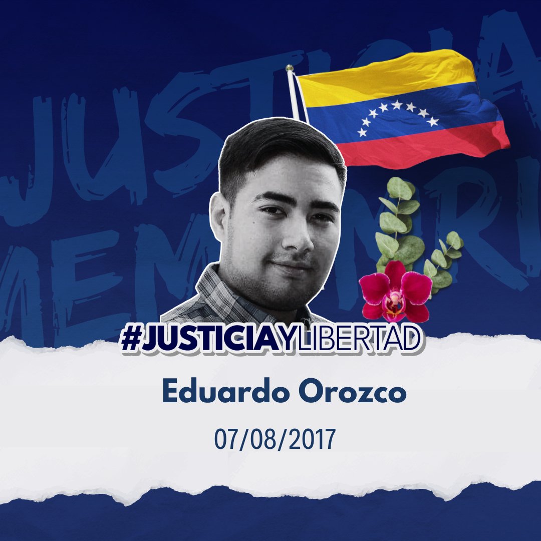 Eduardo Orozco creía firmemente que podía aportar a la construcción de Venezuela ejerciendo sus derechos y reclamando por una mejor conducción del país. Un disparo en el cráneo acabó con todos sus sueños e ilusiones.
#JusticiayLibertad