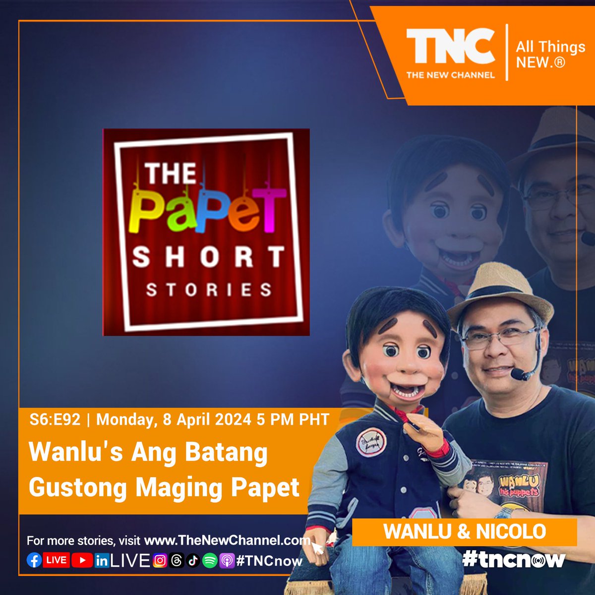 Watch S6:E92 | Wanlu's Ang Batang Gustong Maging Papet | The Papet Short Stories with Tito Wanlu and Nicolo

📌 YouTube (best to watch via your smart TV) - bit.ly/ThePapetShortS…

#onTNC #TNCnow #ThePapetShortStoriesOnTNC #TitoWanlu #WanluLunaria #Nicolo #FYP #ForYouPage