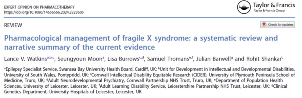 🔊NEW PAPER🔊 Our review paper of pharmacological management of Fragile X Syndrome is now available in full 😀Please RT! @haritsa1 @LisaBurrowsPhD @JulianBarwell @CiderCft @SocSciHealth @LPTresearch @rcpsychNDPSIG Link: doi.org/10.1080/146565…