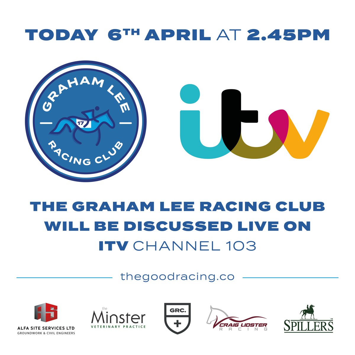 Tune in to @ITV today at 2.45pm to see and hear more about the Graham Lee Racing Club 🤩 Thank you to all those who have supported Graham and his club already. Lots of exciting updates and events to come - including his club's horse We've Got This 🏇 Join in online at…