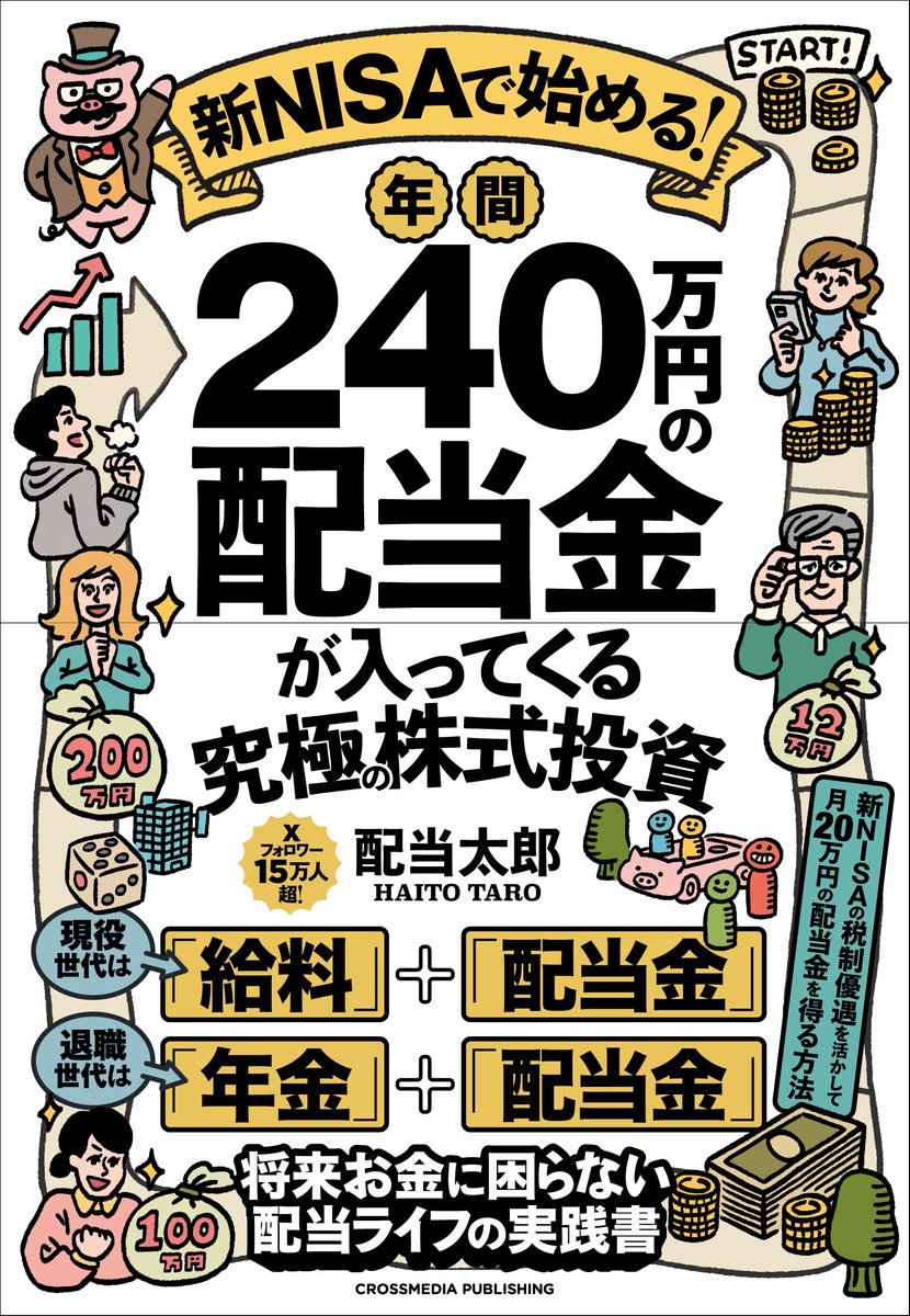 financial1111's tweet image. 配当太郎の著書第二弾、
『新NISAで始める！年間240万円の配当金が入ってくる究極の株式投資』
が2024年5月2日（木）に発売予定。
企業増配の力を活用した投資を軸とした内容となっています。
絶賛予約受付中！！
楽天(購入者限定特典有り)
books.rakuten.co.jp/rb/17799235/
Amazon
amazon.co.jp/dp/4295409634