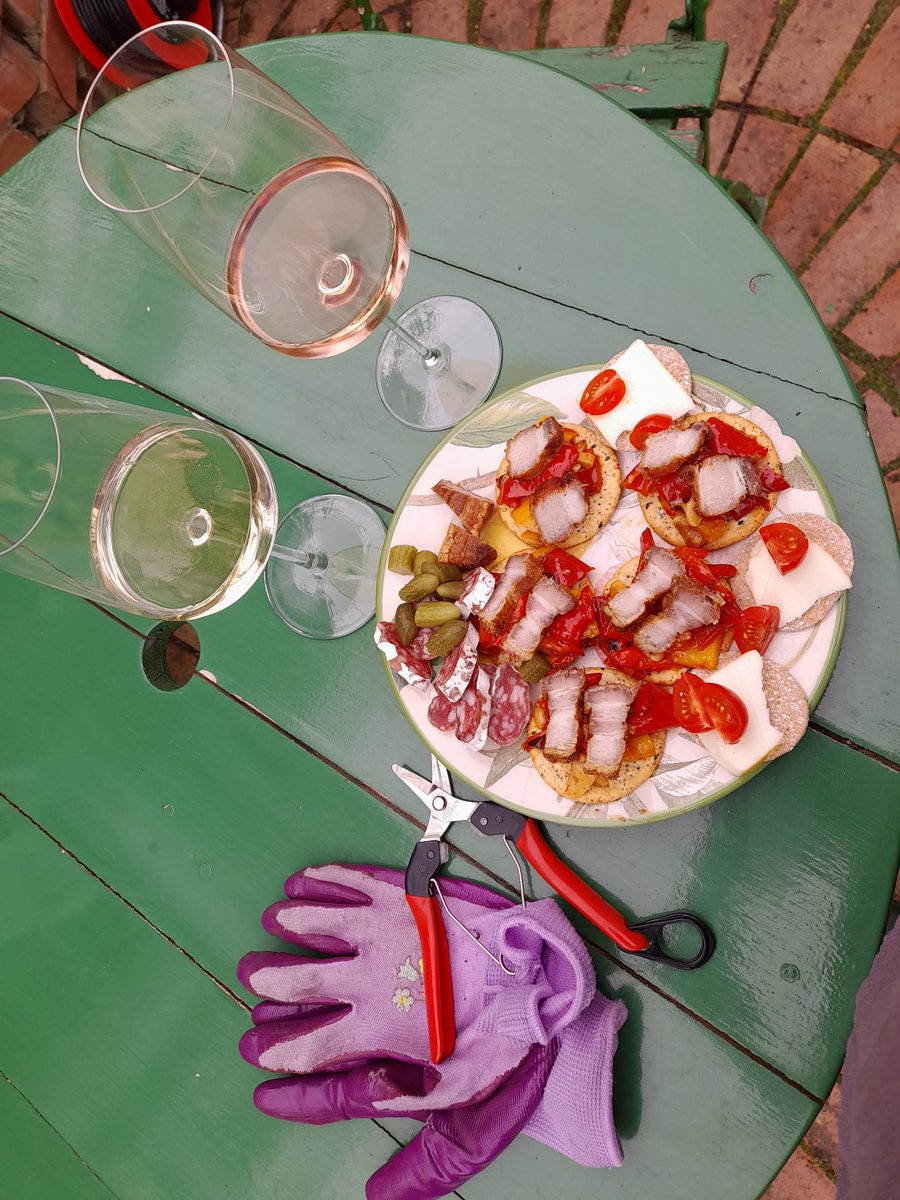 Perfect little gardening lunch with #fizz and my new @FELCO_tools snips - sharp, lightweight and perfect for my small hands! #weekend #gardening #fizzforever