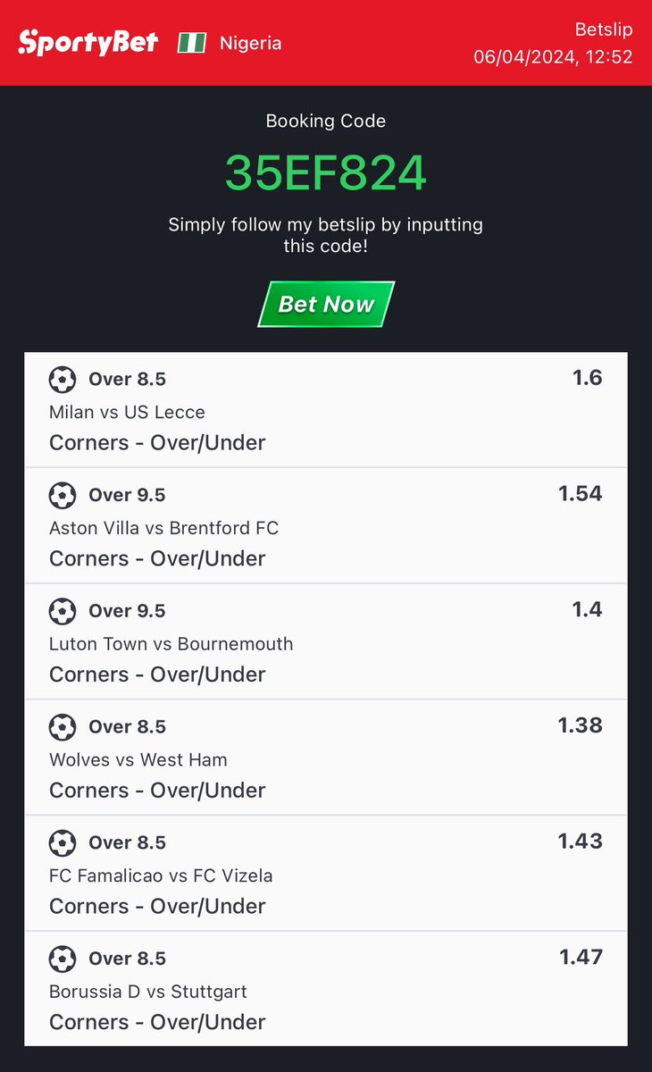 fdo_tips's tweet image. Todays free football predictions corners Acca starts 2pm WAT

10 odds with 100% winning chance

SportyBet: 35EF824

Follow us, Like and retweet for more free games and free correct score predictions