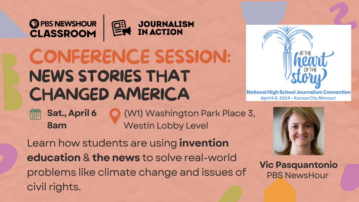 Hey #nhsjc journalists! We're excited to be at the Natl High School Journalism Convention in Kansas City! We'd love to meet you TODAY at 8am w/ PBS @NewsHour's @vicpasquantonio to explore news stories that made a difference & the role invention has played! #InventED @LemelsonFdn