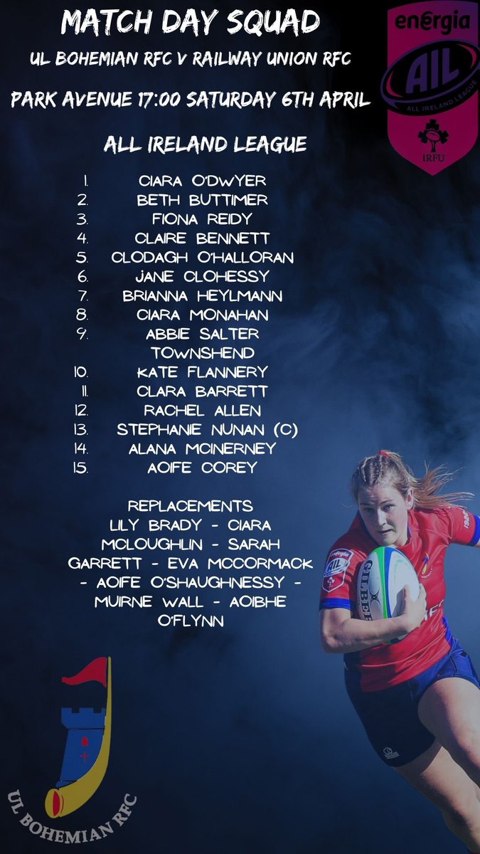 Big one on the road today v Railway Union RFC 💪 17:00 KO in Park Avenue all support welcome ❤️💙 #womensrugby #nothiglikeit #energiaail