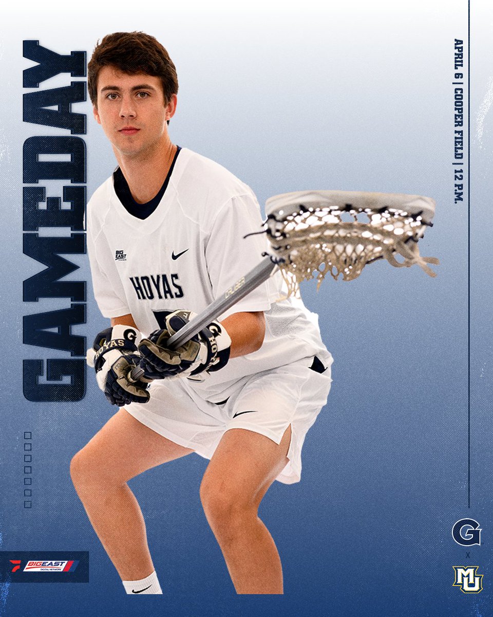 The #Hoyas are back on the #Hilltop! 🆚 Marquette ⏰ 12 p.m. 🏟 Cooper Field (Washington, D.C.) 📺 @BIGEASTdigital 📊 statb.us/b/515725 #HOYASAXA #GATA