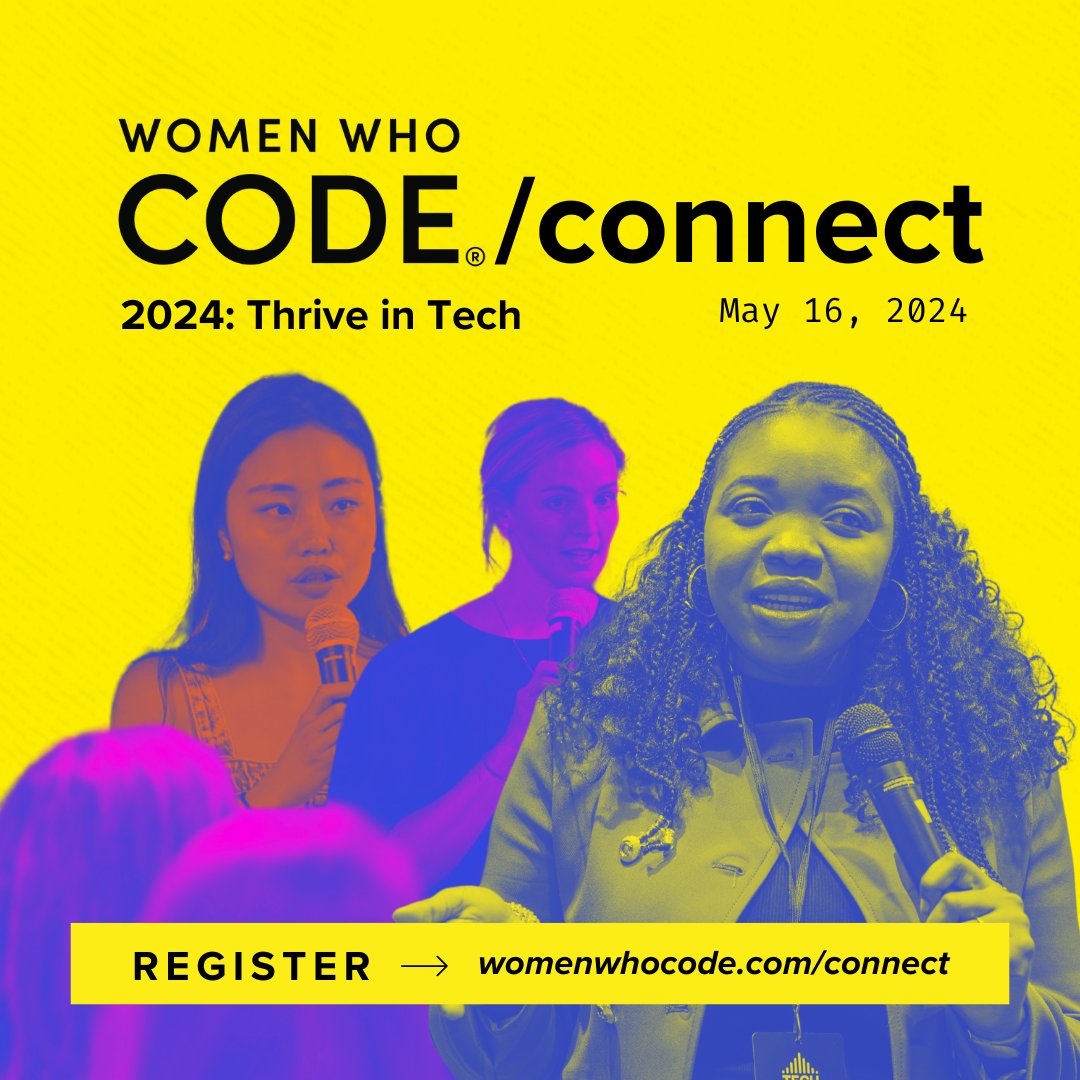 WomenWhoCode's tweet image. You're invited to join leading technologists and industry experts for Women Who Code CONNECT 2024: Thrive in Tech on May 16th at 11 AM ET.  
Learn more and secure your spot. Visit womenwhocode.com/connect  
#WWCode #WWCodeThrive 
#WomenInTech #WomenWhoCode