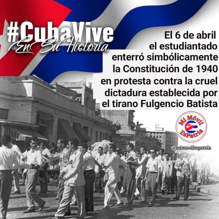 #CubaViveEnSuHistoria 🇨🇺
Hoy recordamos el aniversario 72 del entierro simbólico de la Constitución de 1940 en la Fragua Martiana, una de las primeras acciones estudiantiles en protesta contra la dictadura de Fulgencio Batista.
<a href="/YanetHzP/">Yanet Hernández Pérez</a> <a href="/JesusOtamendiz/">Jesús Otamendiz Campos</a> <a href="/MuseoFragua/">Museo Fragua Martiana</a> <a href="/mora_aly/">Aly Martinez Mora</a>
