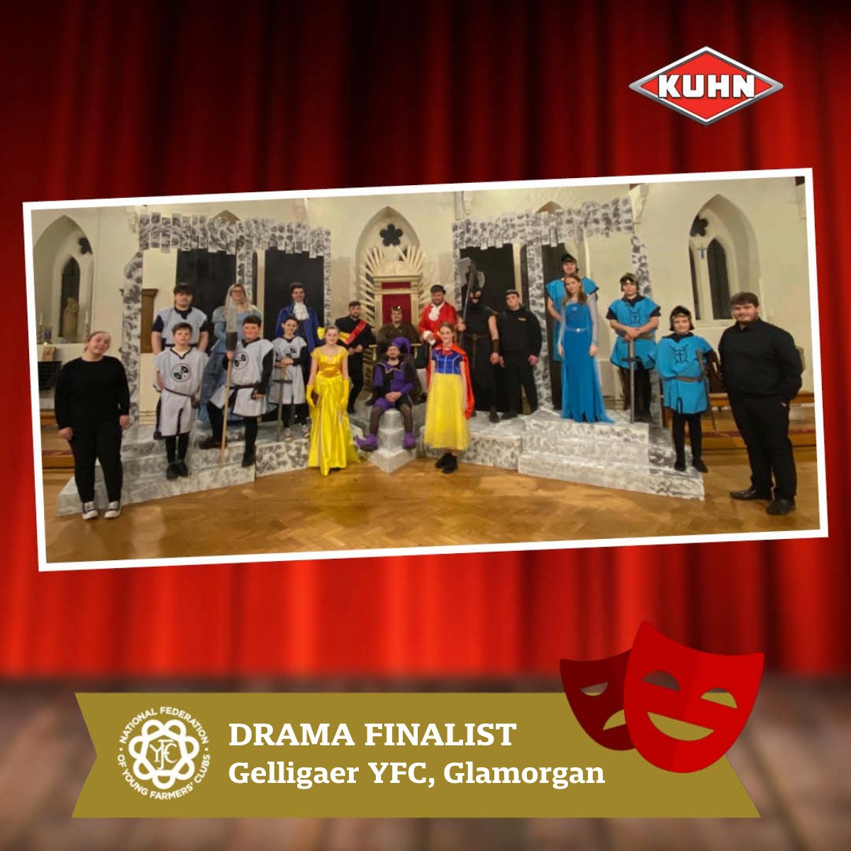 Gelligaer YFC in @GlamorganYFC had fun bringing their Game of Tiaras play to life, which they'll perform at the national final, sponsored by @KUHN_UK on 20 April. It mixes the plot twists from Game of Thrones with the despair of Shakespearean tragedy King Lear! #YoungFarmers