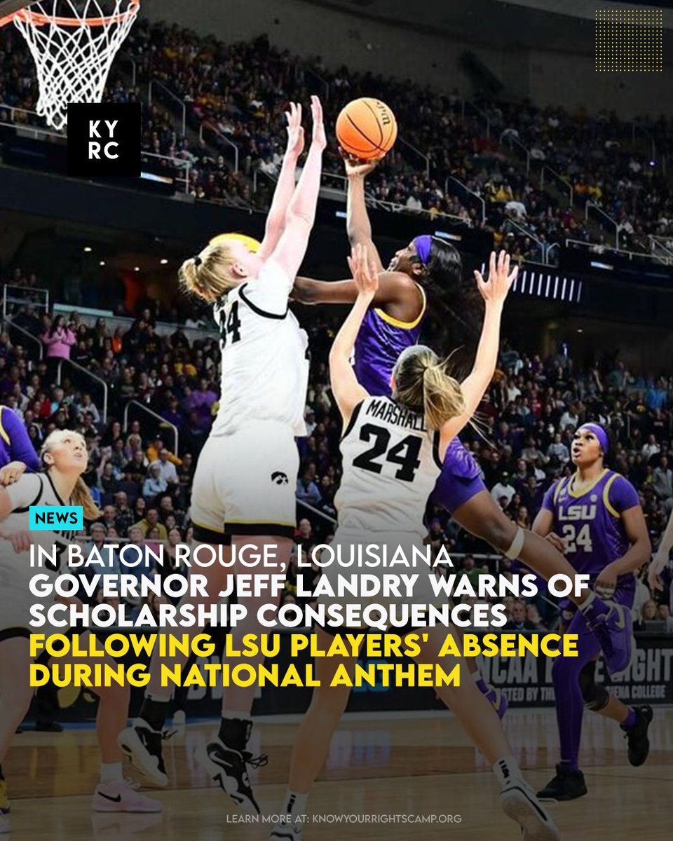 Governor Jeff Landry Warns of Scholarship Consequences Following LSU Players' Absence During National Anthem Link: ow.ly/uARY50R9LJG