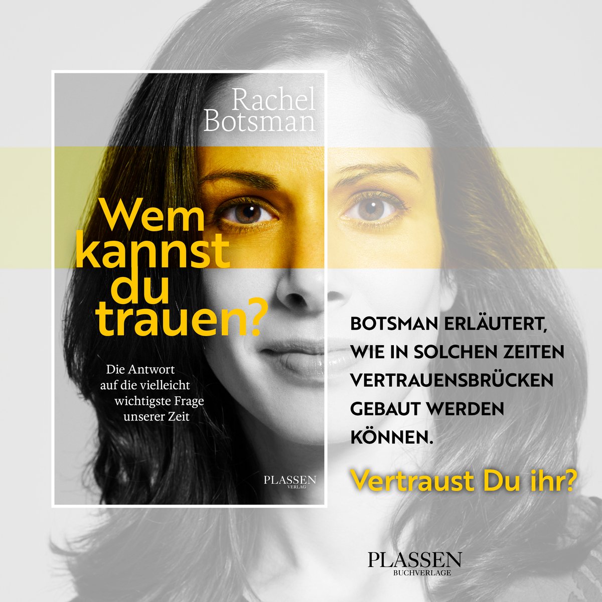 Wem kann man noch trauen? Der Regierung? Den Wirtschaftsunternehmen? Den Medien? Die Verhaltensforscherin Rachel Botsman beschreibt, wie sich die Welt in einem Zeitalter des „verteilten Vertrauens“ neu ordnet. 

Zum Buch: ow.ly/9YNZ50R9MHG ✅

#KI #Buch #Book #read