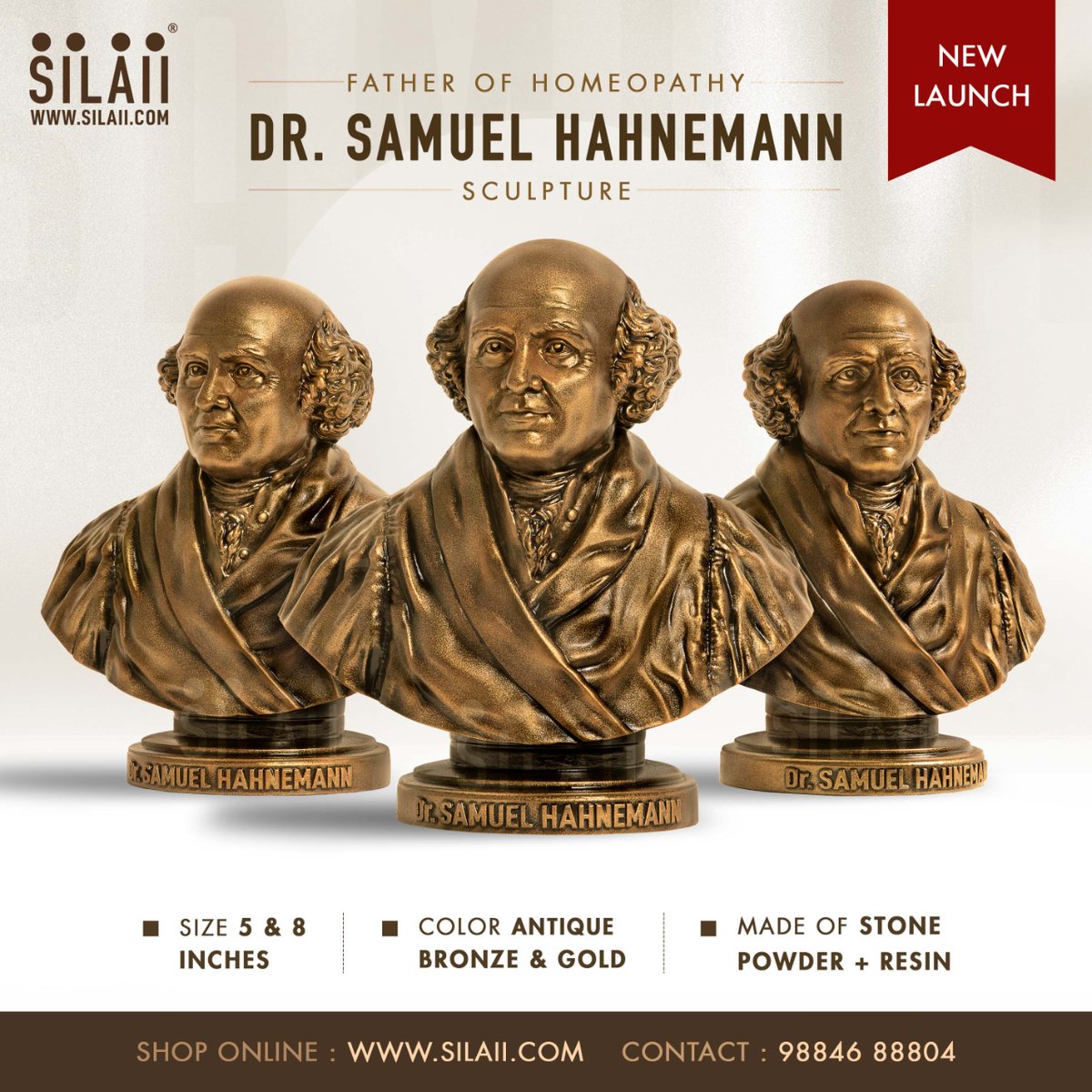 SILAII is proud to unveil the sculpture of Dr. Samuel Hahnemann - Father of Homeopathy. #SILAII #samuelhahnemann #homoeopathy #SILAIISculpture #fatherofhomeopathy #homeopathy #hahnemann #SculptureArt #Craftsmanship #SILAIIExcellence #Statue #HomeDecor #Artlovers #Gifting