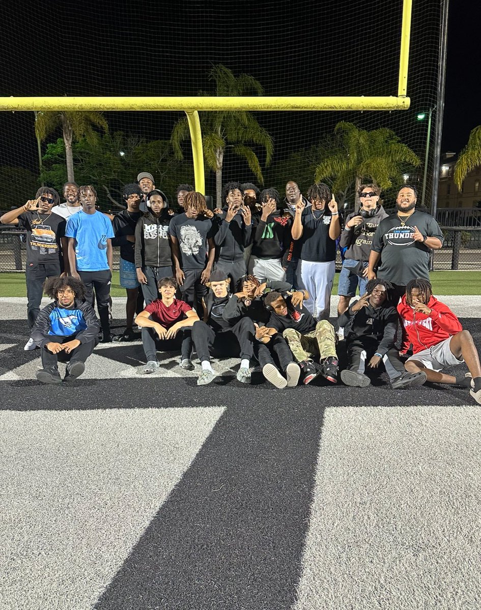 Lake Region football coaches and players had a great learning experience at the SEU spring football game last night. #GoThunder 🩵🤍🖤⚡️