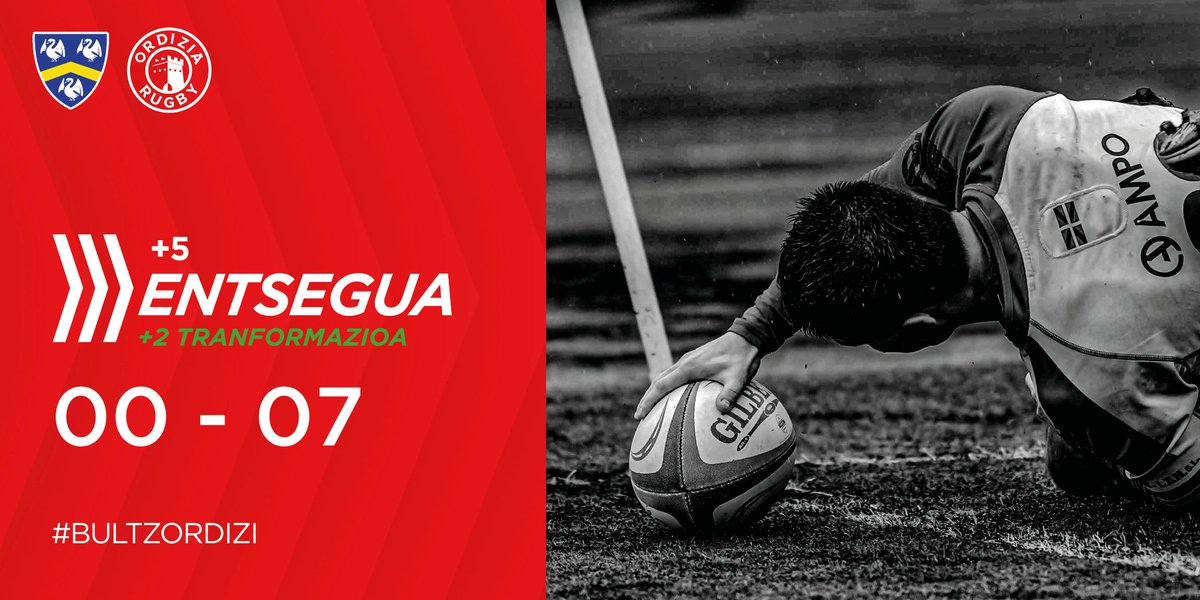 🏉 1’ | 0-7 | ENTSEGUA ORDIZIA Egoitz Garciaren entsegua! 🦵 +2 Transformazioa barrura Matias Jabasek #Bultzordizi