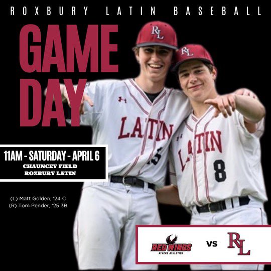 RL_BSBL's tweet photo. Game 3 | 2024 RL Baseball (2-0)

🆚 RIVERS 
⌚️ 11:00AM
📍 Roxbury Latin, West Roxbury, MA
🏟 Chauncey Field
⚾️ James Henshon ‘24 RHP

#rollfoxes   #RLBaseball https://t.co/7rgclYSBkI