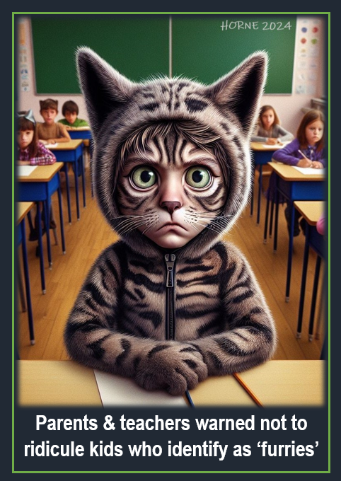 The government backed 'Safer Schools Initiative' says teachers & parents should lookout for students taking up “fursonas”, or personalised animal characters, and provide them with a safe environment, fine, but what about regular pupils and their confused & disrupted schooling?