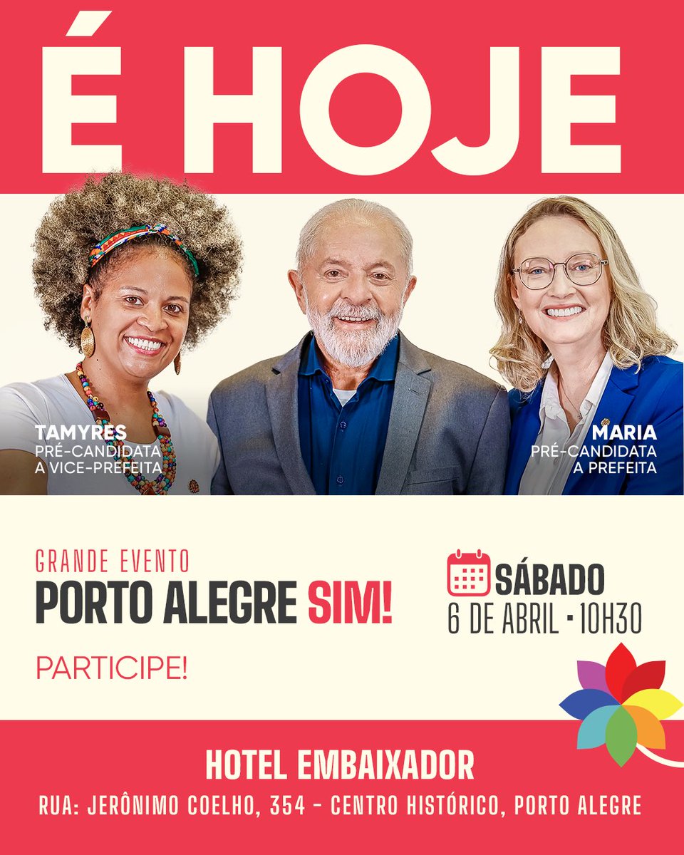 Nos vemos às 10h30, no hotel embaixador, em #PortoAlegreSim! ✅