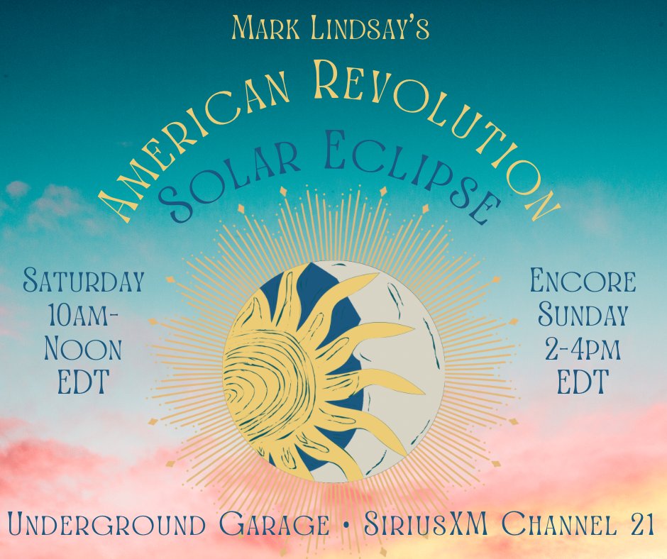 We're going FULL ECLIPSE today on my American Revolution Radio Show to get you in the mood for Monday's big event - and I'll also be premiering my NEW song that's perfect for the occasion! Cya at 10am ET in @littlesteven_ug on @SiriusXM channel 21