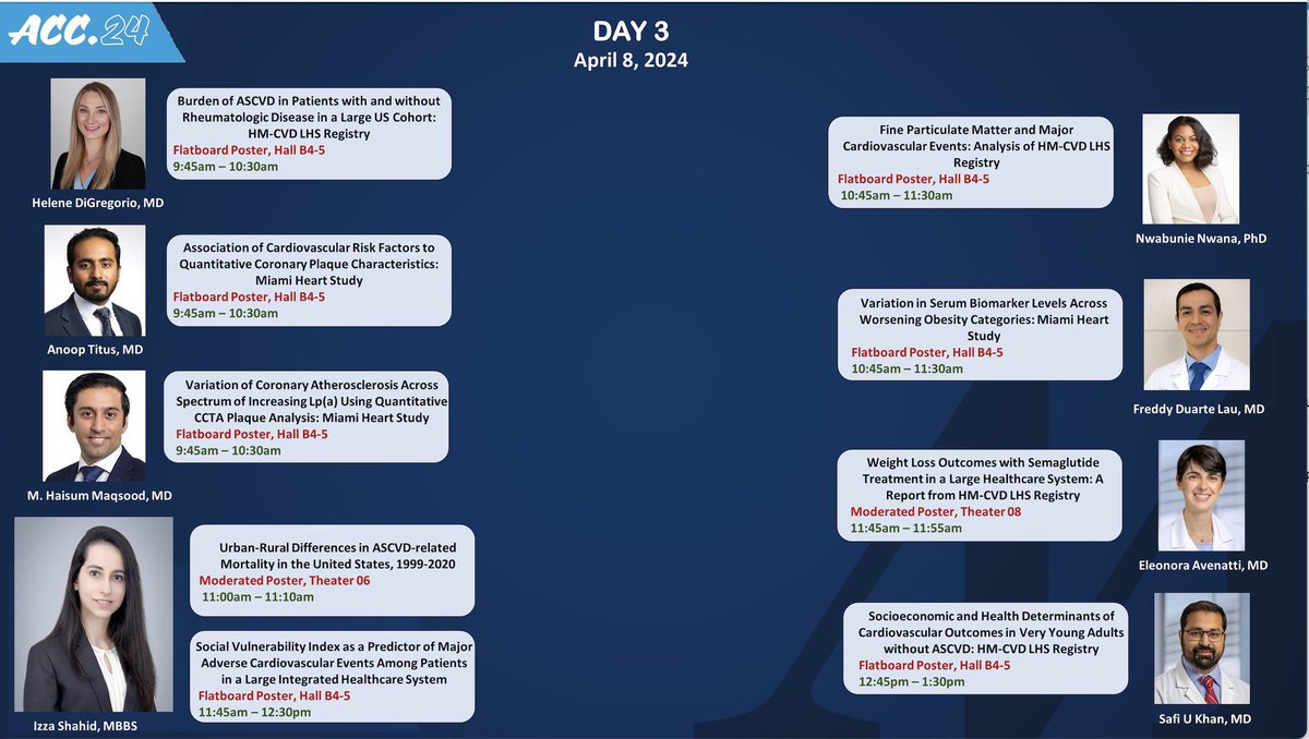 If you are in Atlanta for #ACC24, join the phenomenal CV prevention team @HMethodistCV as they present their work and share the latest insights in cardiovascular prevention. @khurramn1 @Sadeer_AlKindi