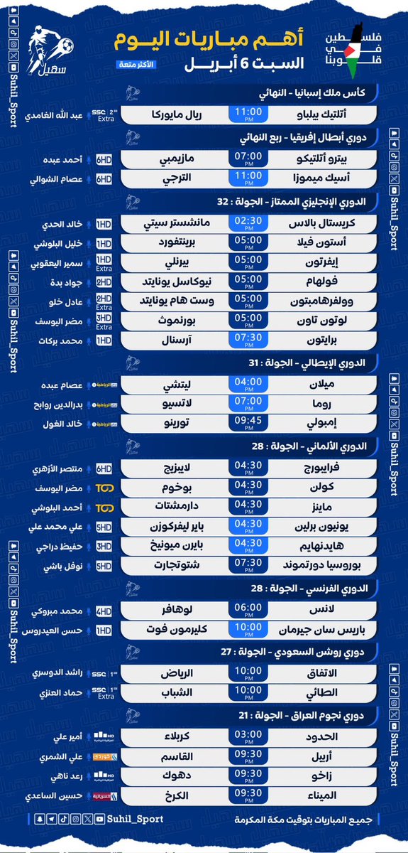 مباريات السبت