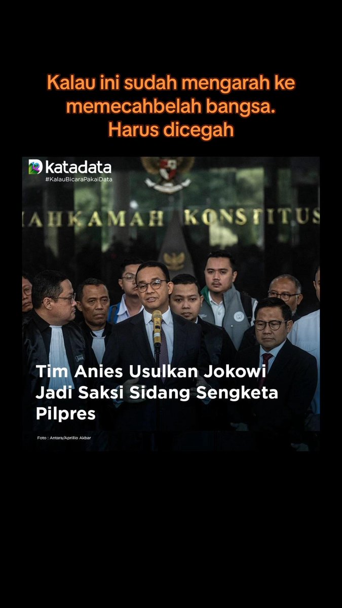 EMANG SIAPE LOE WAN YAMAN ?
Kubu Anies minta MK hadirkan dan minta keterangan Pres Jokowi soal Bansos.
<a href="/matjanmi/">Natuna 36</a> <a href="/BANGSAygSUJUD/">🇲🇨 B. Prasetya 🇲🇨</a> <a href="/Bambang_Budimab/">B LAGET</a> @HotelBrongto <a href="/singolodra1945/">Pandji Asmorobangoen</a> <a href="/BoyMantouw/">Life is Good🏆🏆🏆🇮🇩</a> <a href="/ales_arema/">Alles</a> <a href="/adi_sareang/">🇮🇩 TUKANG RETWEET🇮🇩⤴️</a> <a href="/Bnie18/">GUE TERMUL🇮🇩</a> <a href="/wrahardian2/">wrahardian</a> <a href="/AngelaKris_/">Just V</a> <a href="/Gunarso19799575/">Gunarso</a> <a href="/maximilan_angel/">Max Angels</a>