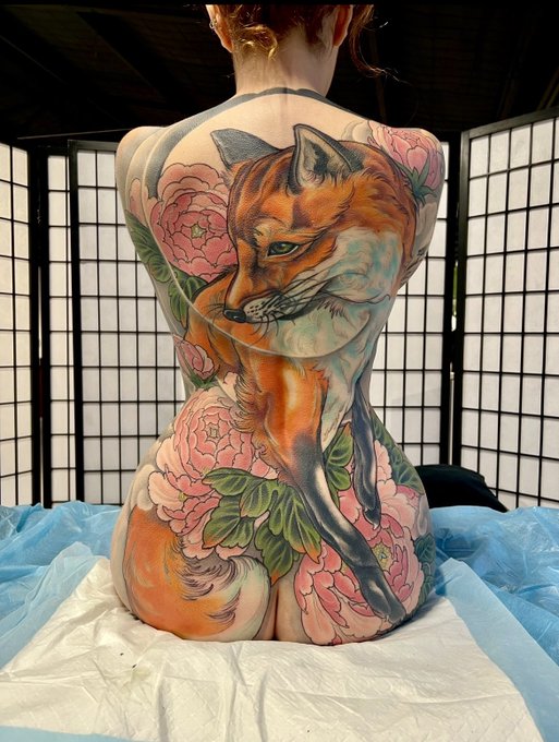 From start to finish 🦊 I can&rsquo;t believe it&rsquo;s been nearly 2 years since I finished my back piece 🥹 https://t