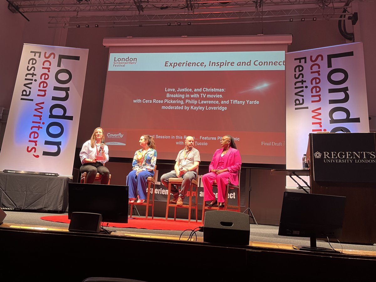 My first <a href="/londonswf/">London Screenwriters' Festival</a>! The passion for #screenwriting was unreal &amp; brilliant to meet peeps I'd only ever met online. Fired up for the rest of 2024 after that! Pic from my fave session on TV movies, thanks <a href="/Philip_Lawrence/">Philip Lawrence 💙</a> <a href="/misscerarose/">Cera Rose Pickering</a> <a href="/K_Loveridge1/">Kayley Loveridge</a> <a href="/lifecreatesart/">Tiffany Yarde</a>