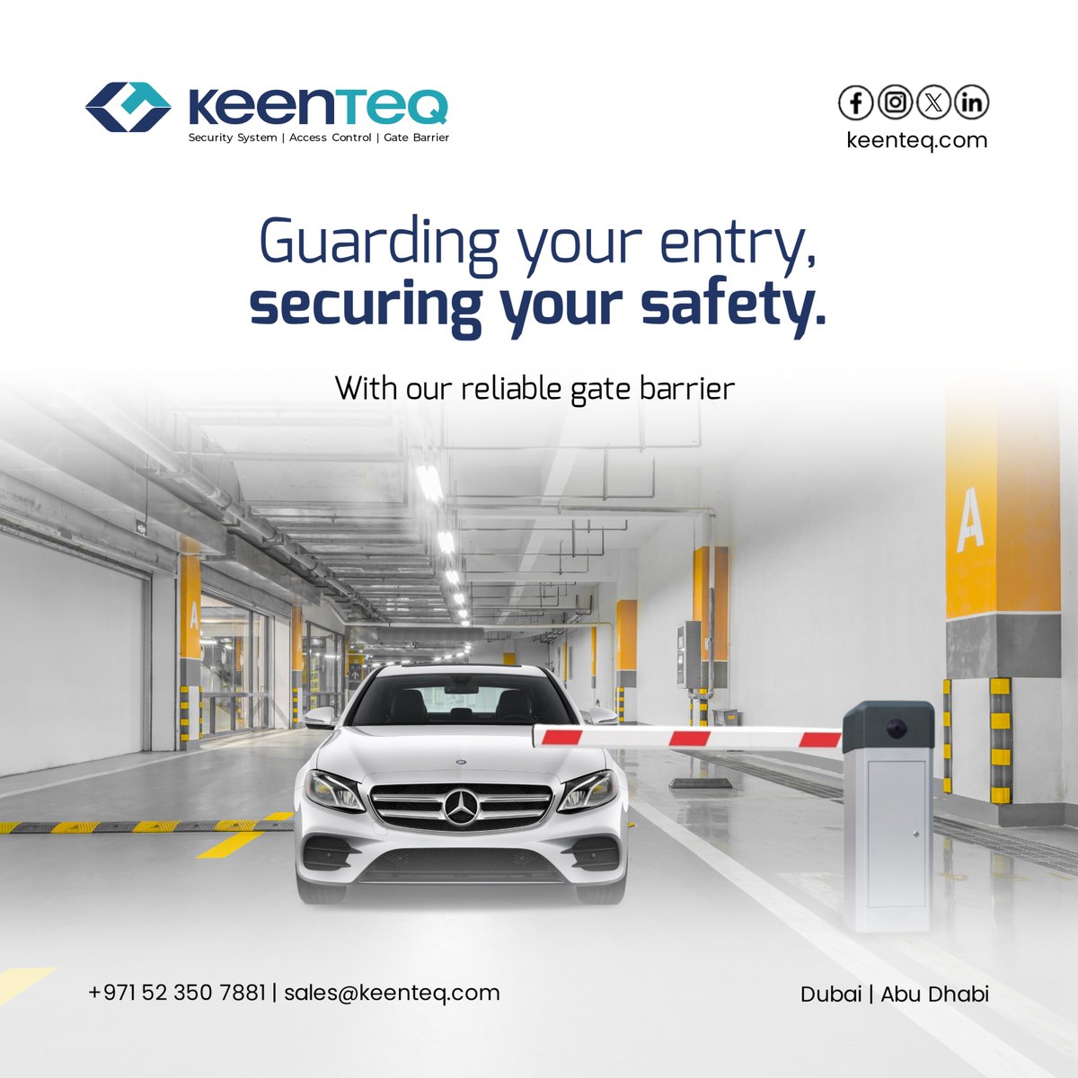 Keep your parking area secure with our Gate Barrier systems!  Whether it's a bustling mall or a corporate building, our barriers ensure smooth traffic flow while keeping unauthorized vehicles at bay.

#gatebarrier #gatebarrierdubai #security #securitysolutions #keenteq