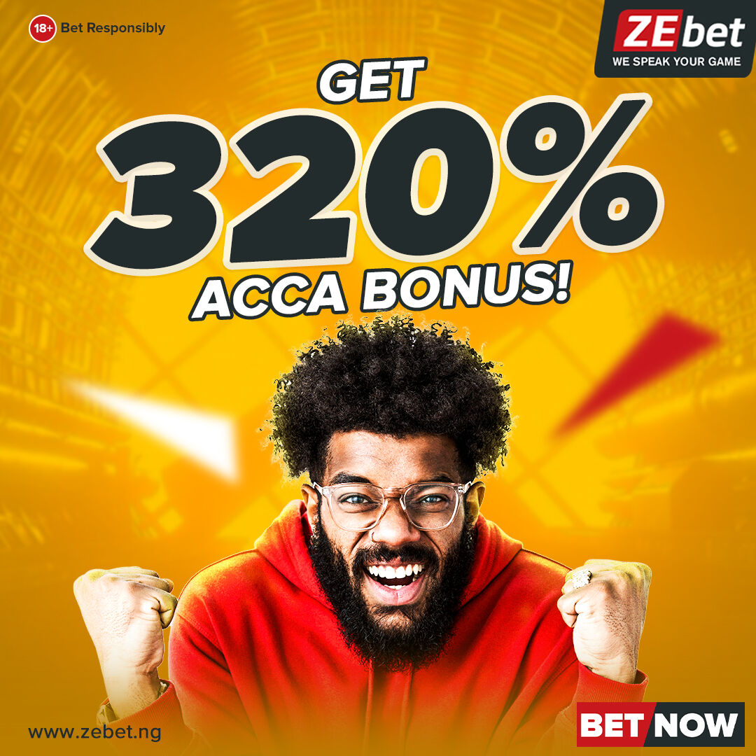 Boost your odds with our 𝗔𝗖𝗖𝗔 (Accumulator) bets! 🚀 Place multiple bets on your favorite matches for bigger wins. Your winning streak starts here! 💰⚽ Bet Now ➡️ bit.ly/3TA2Spq #ZEbetNG