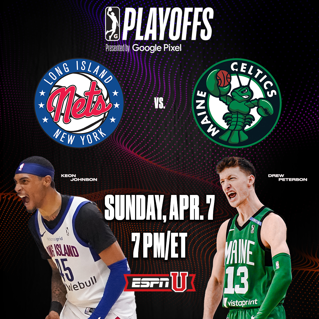 The battle for the East in the #NBAGLeaguePlayoffs presented by @GooglePixel_US goes through Maine! The No. 2 @MaineCeltics host the No. 5 @LongIslandNets in the Eastern Conference Finals TONIGHT at 7 PM/ET on ESPNU with a trip to the #NBAGLeagueFinals on the line!