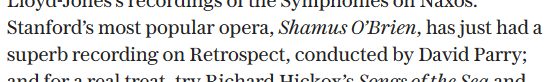 A lovely mention of @RetrospectOpera in Simon Heffer's column on C.V. Stanford in The @Telegraph: 'Stanford's most popular opera, Shamus O'Brien, has just had a superb recording on Retrospect, conducted by David Parry' To purchase said superb recording: retrospectopera.org.uk/product/shamus…