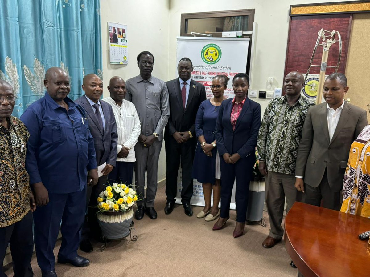 Led the steering committee on the EAC MSME Trade Fair in paying a courtesy call to the Minister for Trade and Industry of the Republic of South Sudan Hon. William Anyuon Kuol in Juba.