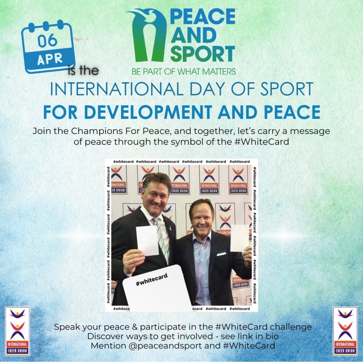 Today we celebrate #IDSDP2024 #April6 to mobilize around a common stake: making sport for peace a priority 🕊️with the #WhiteCard challenge! 🏳️ ⁠ Check out the toolbox to discover how you can participate, get mobilized and share your #WhiteCard challenge: newsite.peace-sport.org/wp-content/upl…